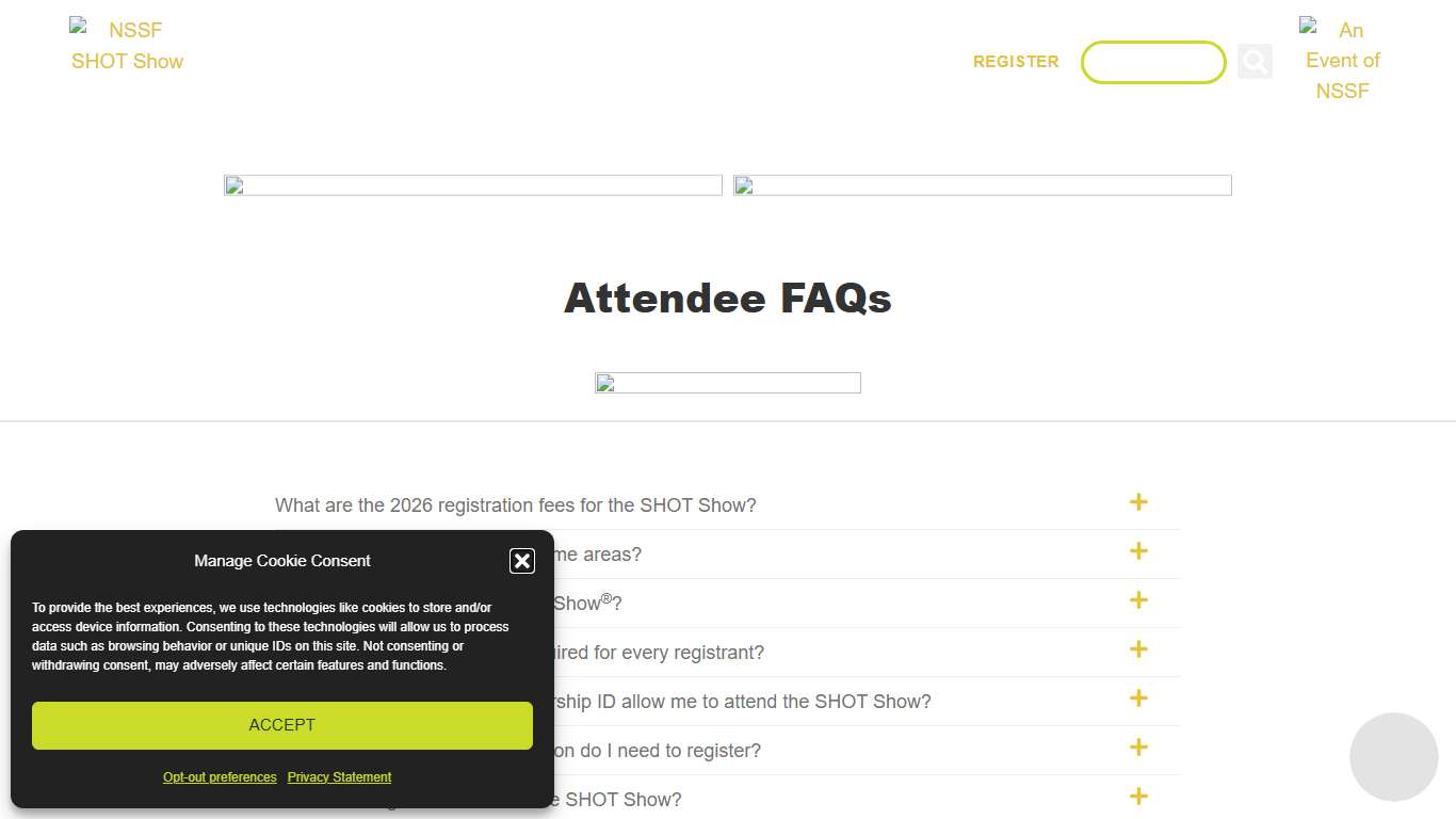 Attendee Frequently Asked Questions NSSF SHOT Show 2026